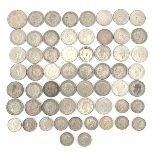 2585 - British pre decimal pre 1947 coins including shillings and sixpence's, approximate weight 298.0g