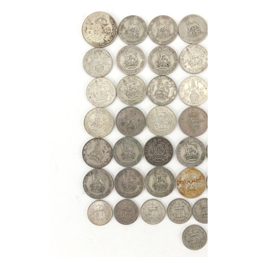 2585 - British pre decimal pre 1947 coins including shillings and sixpence's, approximate weight 298.0g