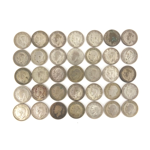 2593 - British pre decimal pre 1947 shillings, approximate weight 191.0g