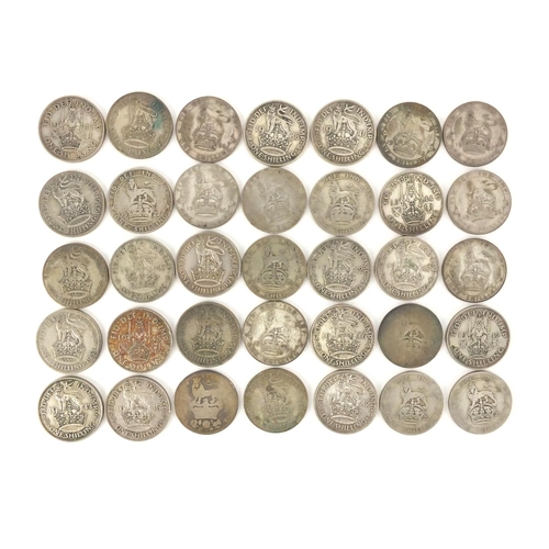 2593 - British pre decimal pre 1947 shillings, approximate weight 191.0g