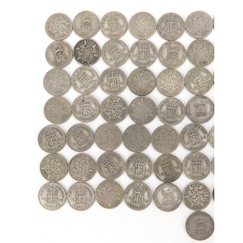 2584 - British pre decimal pre 1947 six pence's, approximate weight 211.0g