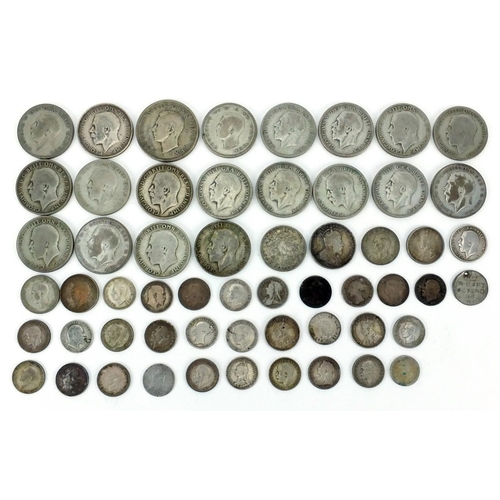 2579 - British pre decimal pre 1947 coins including florins, half crowns and three penny bits, approximate ... 