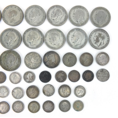 2579 - British pre decimal pre 1947 coins including florins, half crowns and three penny bits, approximate ... 