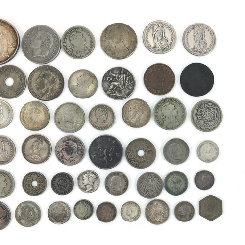 2573 - 19th century and later British and World coinage some silver including 1966 ten franc, shillings and... 