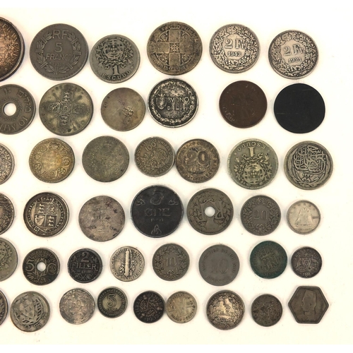 2573 - 19th century and later British and World coinage some silver including 1966 ten franc, shillings and... 