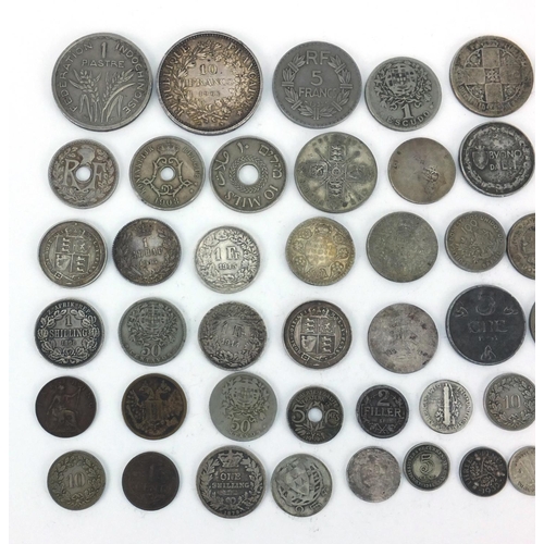 2573 - 19th century and later British and World coinage some silver including 1966 ten franc, shillings and... 