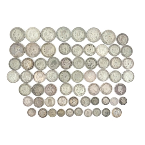 2576 - 19th century British and later World coinage some silver including shillings and florins, approximat... 