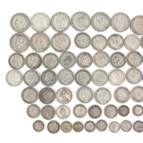 2576 - 19th century British and later World coinage some silver including shillings and florins, approximat... 