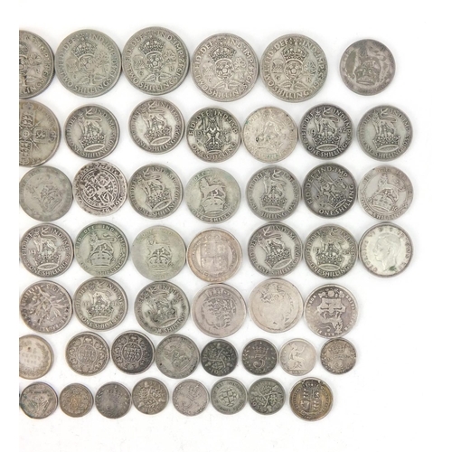 2576 - 19th century British and later World coinage some silver including shillings and florins, approximat... 