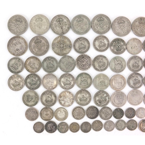 2576 - 19th century British and later World coinage some silver including shillings and florins, approximat... 