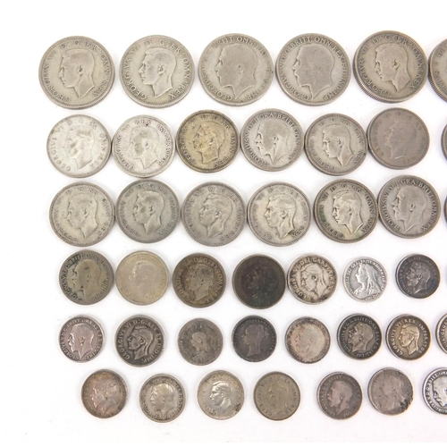 2595 - Victorian and later British coins some silver including four pence, shillings and florins, approxima... 