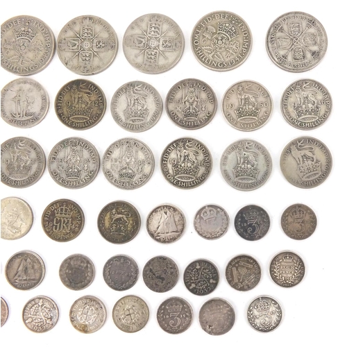 2595 - Victorian and later British coins some silver including four pence, shillings and florins, approxima... 