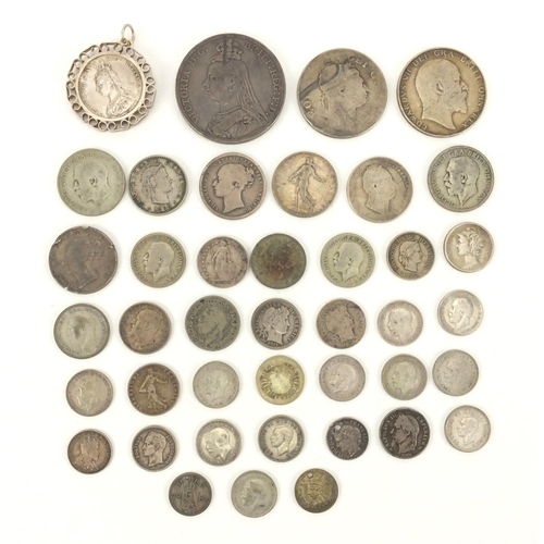 2587 - 19th century British and World coinage some silver including 1888 crown, half crown and six pence's,... 