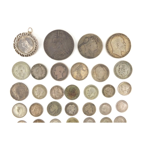 2587 - 19th century British and World coinage some silver including 1888 crown, half crown and six pence's,... 