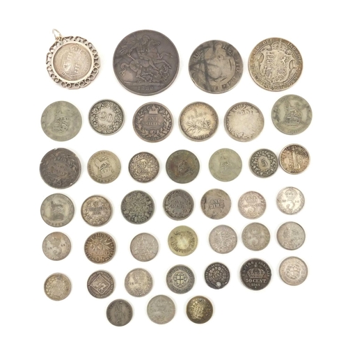 2587 - 19th century British and World coinage some silver including 1888 crown, half crown and six pence's,... 