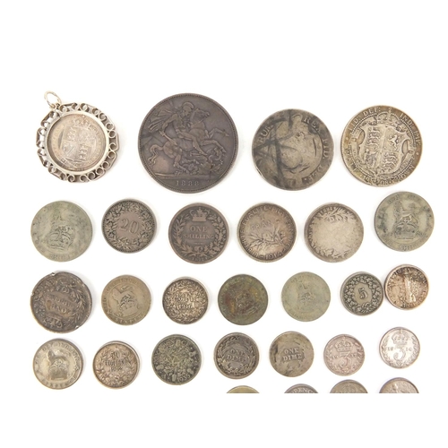 2587 - 19th century British and World coinage some silver including 1888 crown, half crown and six pence's,... 