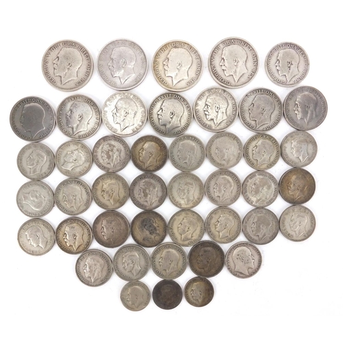 2578 - British pre decimal pre 1947 coins including half crowns, florins and shillings, approximate weight ... 