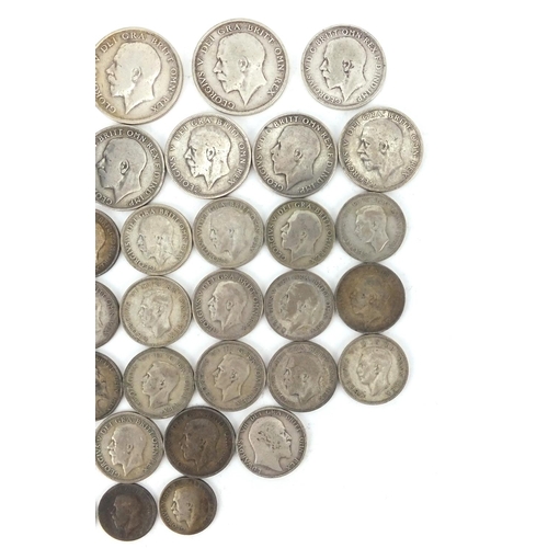 2578 - British pre decimal pre 1947 coins including half crowns, florins and shillings, approximate weight ... 