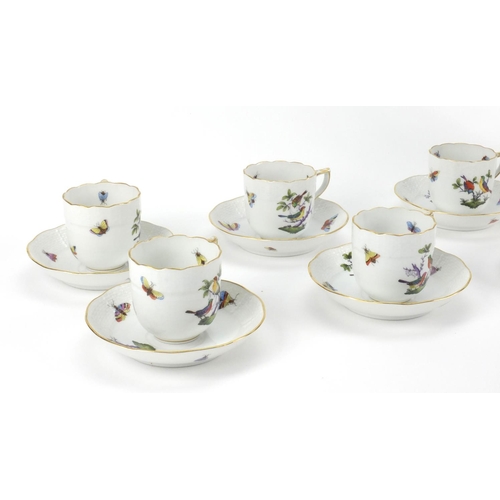 2168 - Herend of Hungary six place coffee service inclusing toast rack and coffee pot each hand painted wit... 