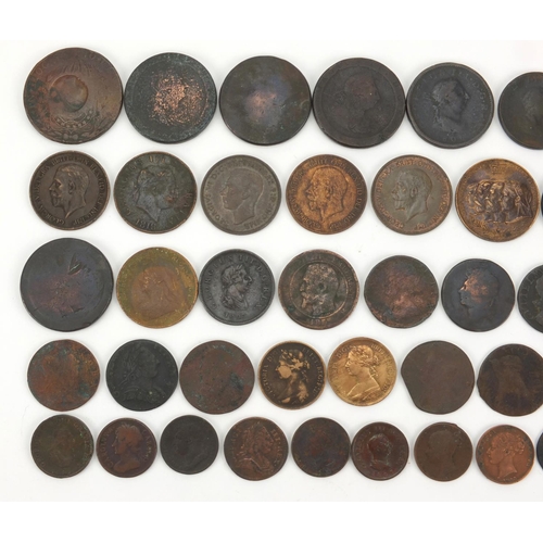 2599 - 18th century and later British coins and tokens including pennies and half pennies together with a o... 