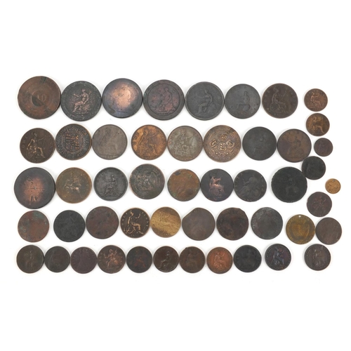 2599 - 18th century and later British coins and tokens including pennies and half pennies together with a o... 