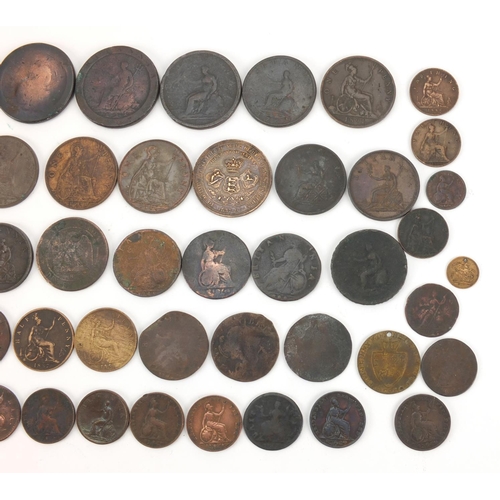 2599 - 18th century and later British coins and tokens including pennies and half pennies together with a o... 