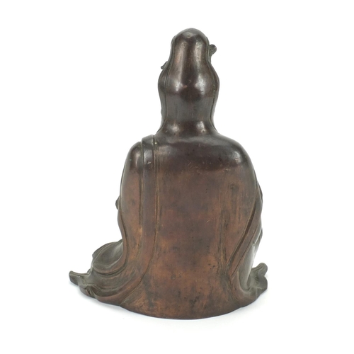 2318 - Oriental bronze study of a Buddha seated, 22cm high