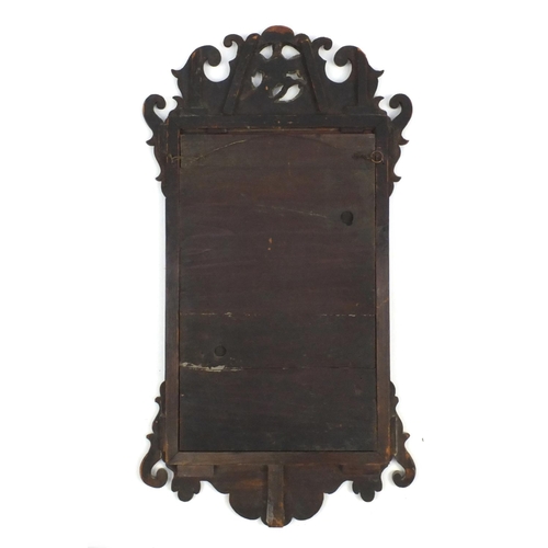 2007 - Georgian walnut mirror with gilded bird crest, 81cm x 45cm