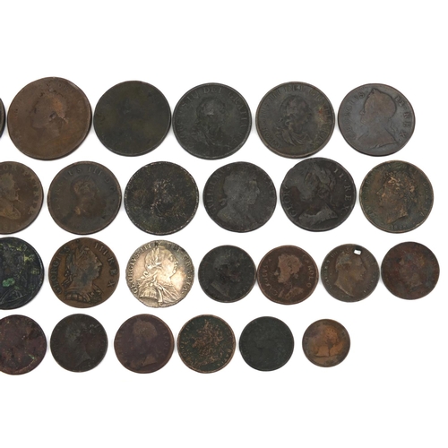 200 - Elizabeth I and later British coinage some silver including hammered shilling, 1787 shilling, farthi... 