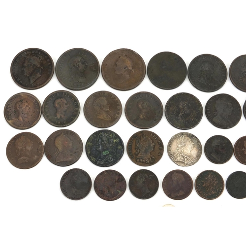 200 - Elizabeth I and later British coinage some silver including hammered shilling, 1787 shilling, farthi... 