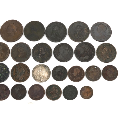 200 - Elizabeth I and later British coinage some silver including hammered shilling, 1787 shilling, farthi... 