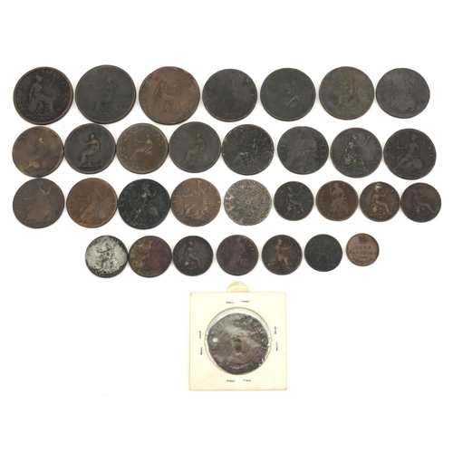 200 - Elizabeth I and later British coinage some silver including hammered shilling, 1787 shilling, farthi... 