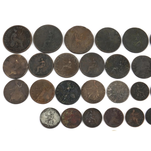 200 - Elizabeth I and later British coinage some silver including hammered shilling, 1787 shilling, farthi... 