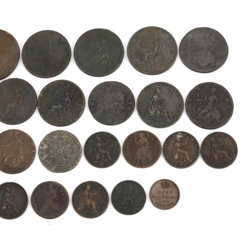 200 - Elizabeth I and later British coinage some silver including hammered shilling, 1787 shilling, farthi... 