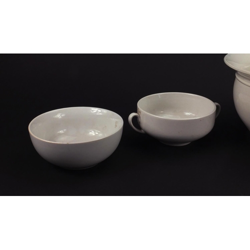 301 - German Military interest ceramic tableware and chamber pot, each with factory marks to the bases, th... 