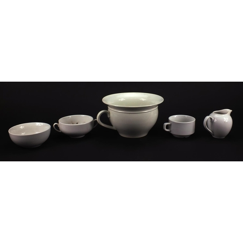 301 - German Military interest ceramic tableware and chamber pot, each with factory marks to the bases, th... 