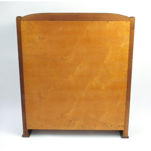 2034 - Art Deco walnut china cabinet fitted with a pair of glazed doors enclosing two shelves, 124cm high x... 