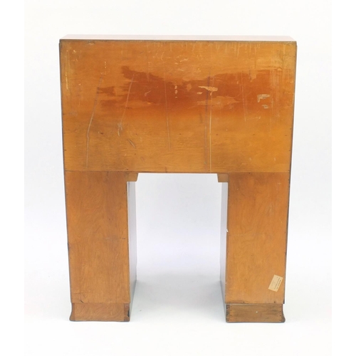 2042 - Art Deco walnut bureau, the fall above an arrangement of five drawers, 11cm high x 84cm wide x 37cm ... 