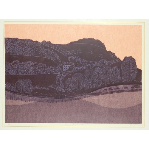 1257 - Robert Tavener - Poppies and Downs, pencil signed limited edition linocut, numbered 33/75 mounted an... 