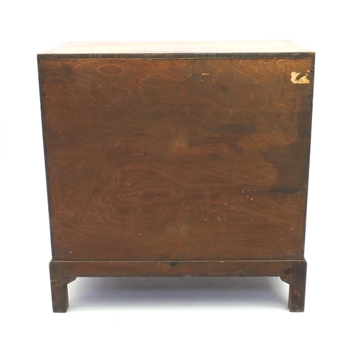 2027 - Art Deco walnut three drawer chest with cupboard base, 92cm high x 88cm wide x 48cm deep