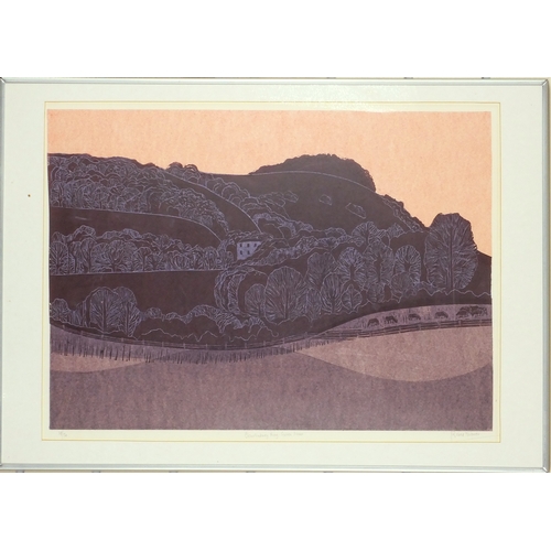 1257 - Robert Tavener - Poppies and Downs, pencil signed limited edition linocut, numbered 33/75 mounted an... 