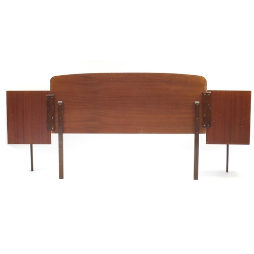 2060 - Art Deco bur walnut headboard, flanked on either side by a pair of nightstands each fitted with a dr... 