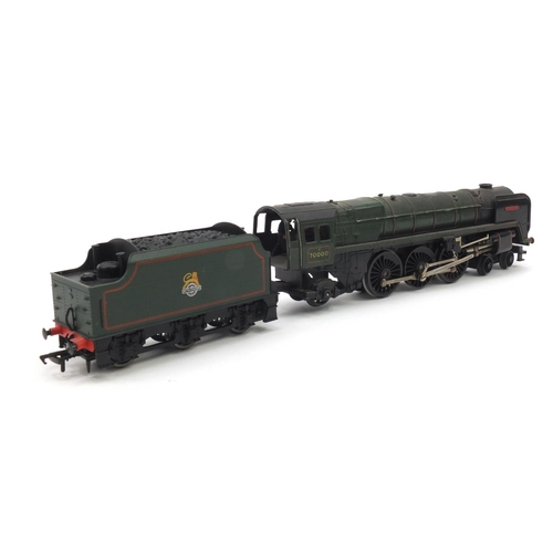 418 - Two OO gauge locomotives and tenders including Bachmann Connaught 45742 and Tri-ang Britannia 70000