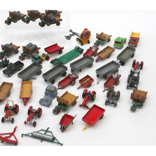 404 - Predominantly Corgi, Matchbox and Dinky agricultural vehicles and farm yard accessories including tr... 