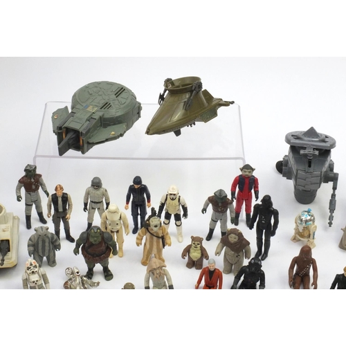 384 - 1970's and later Star Wars toys including figures and a Millennium vehicle with box