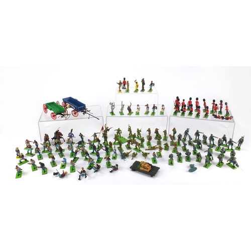 385 - Britain's plastic soldiers, figures with accessories including Zulu's