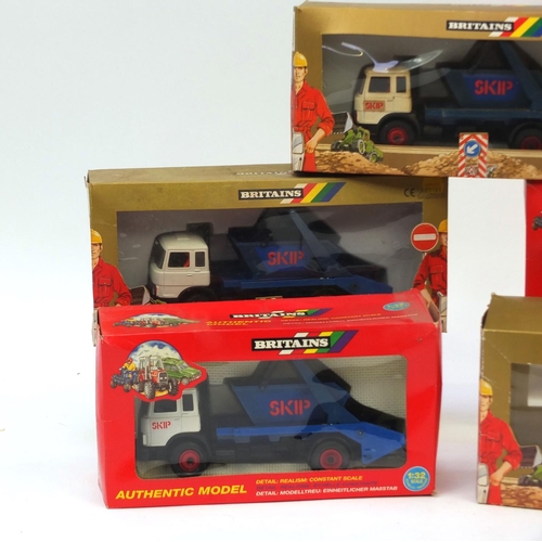 443 - Five Britain's Autoway skip lorries, all boxed, including model numbers 9920 and 9603