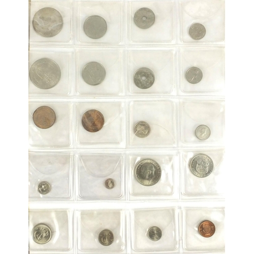 210 - Victorian and later British and World coinage some silver housed in an album including 1970 Maundy c... 