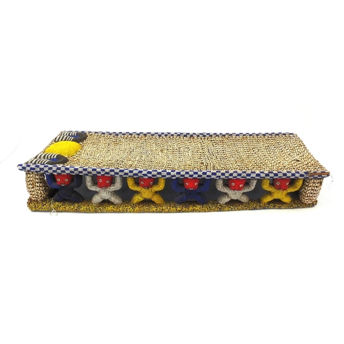 633 - 19th century Tribal interest Bamileke Cowrie shell and beadwork bed, 168cm in length