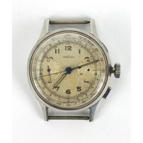 309 - Military interest Angelus chronograph wristwatch with Telemetre, luminous hands and dial, 3.7cm in d... 